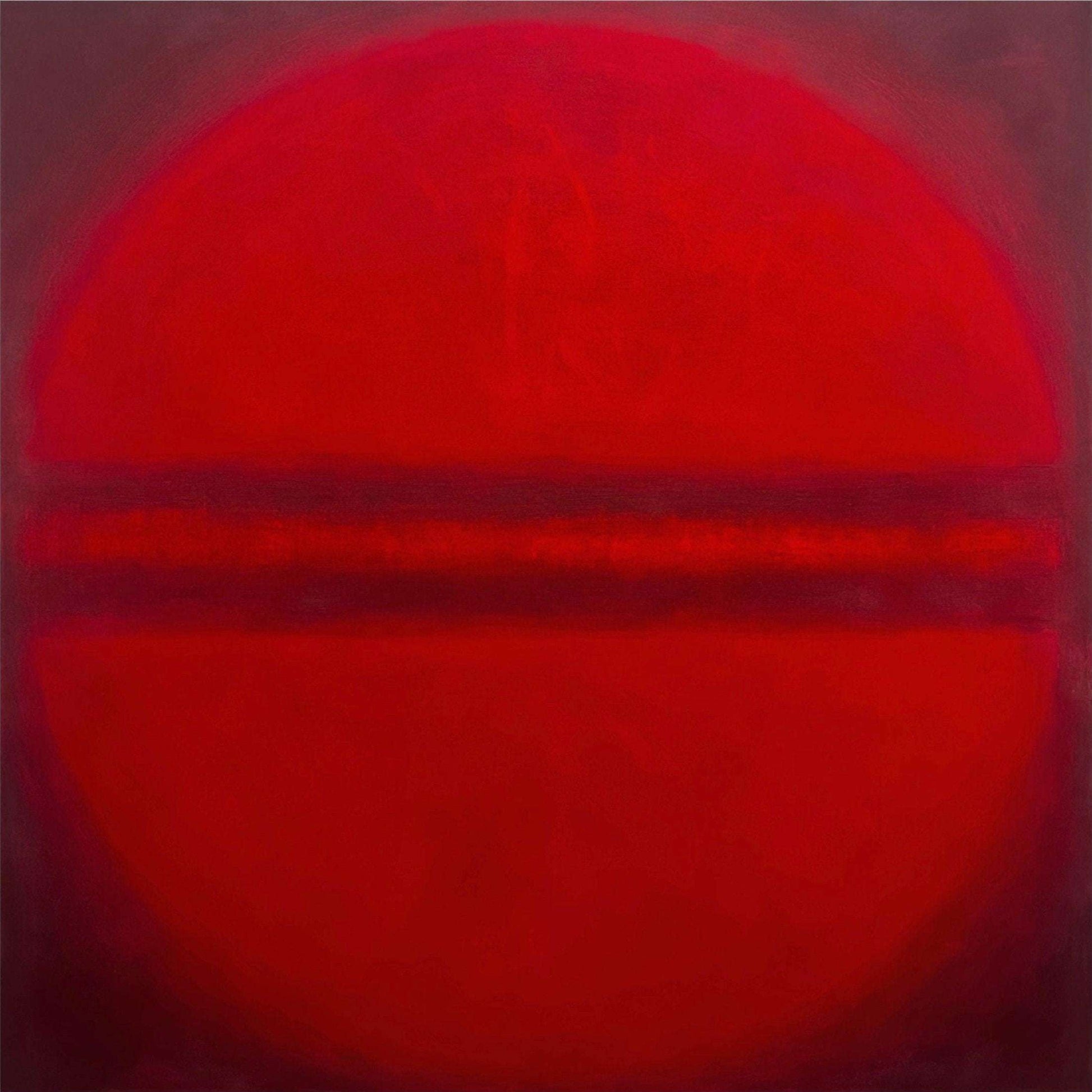 The Allure is a minimalistic yet impactful red orb painting by William Ballard Art