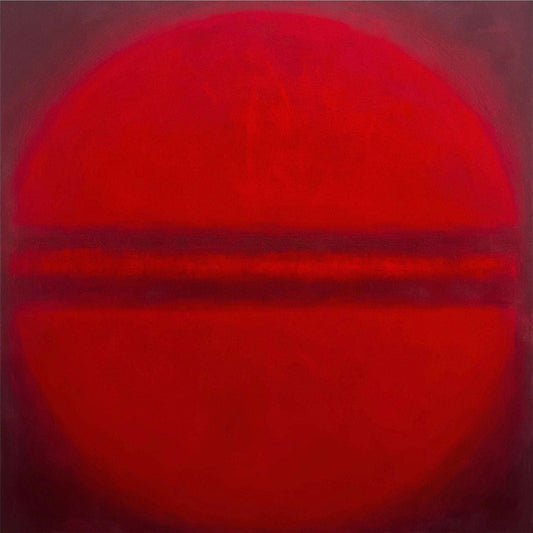 The Allure is a minimalistic yet impactful red orb painting by William Ballard Art