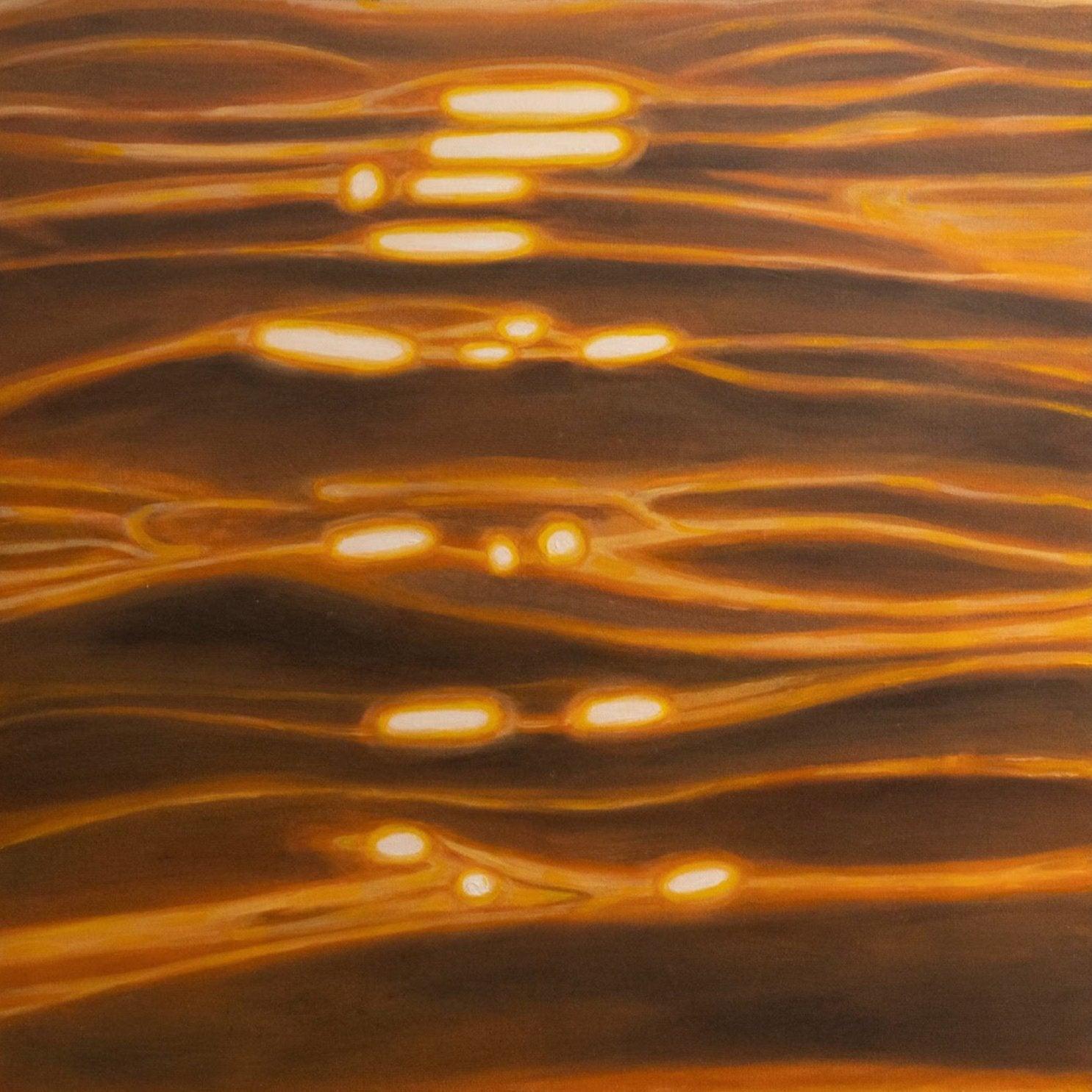 The Ebbs Print features golden sun reflections on water as a print by William Ballard Art