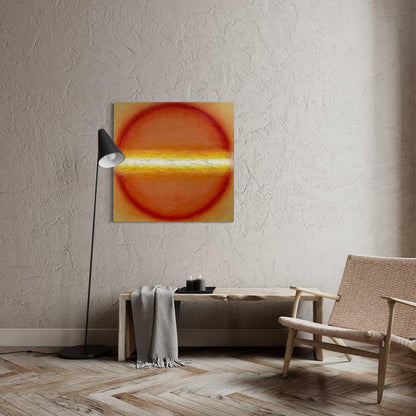 The Light is an orange and yellow abstract orb painting by William Ballard Art