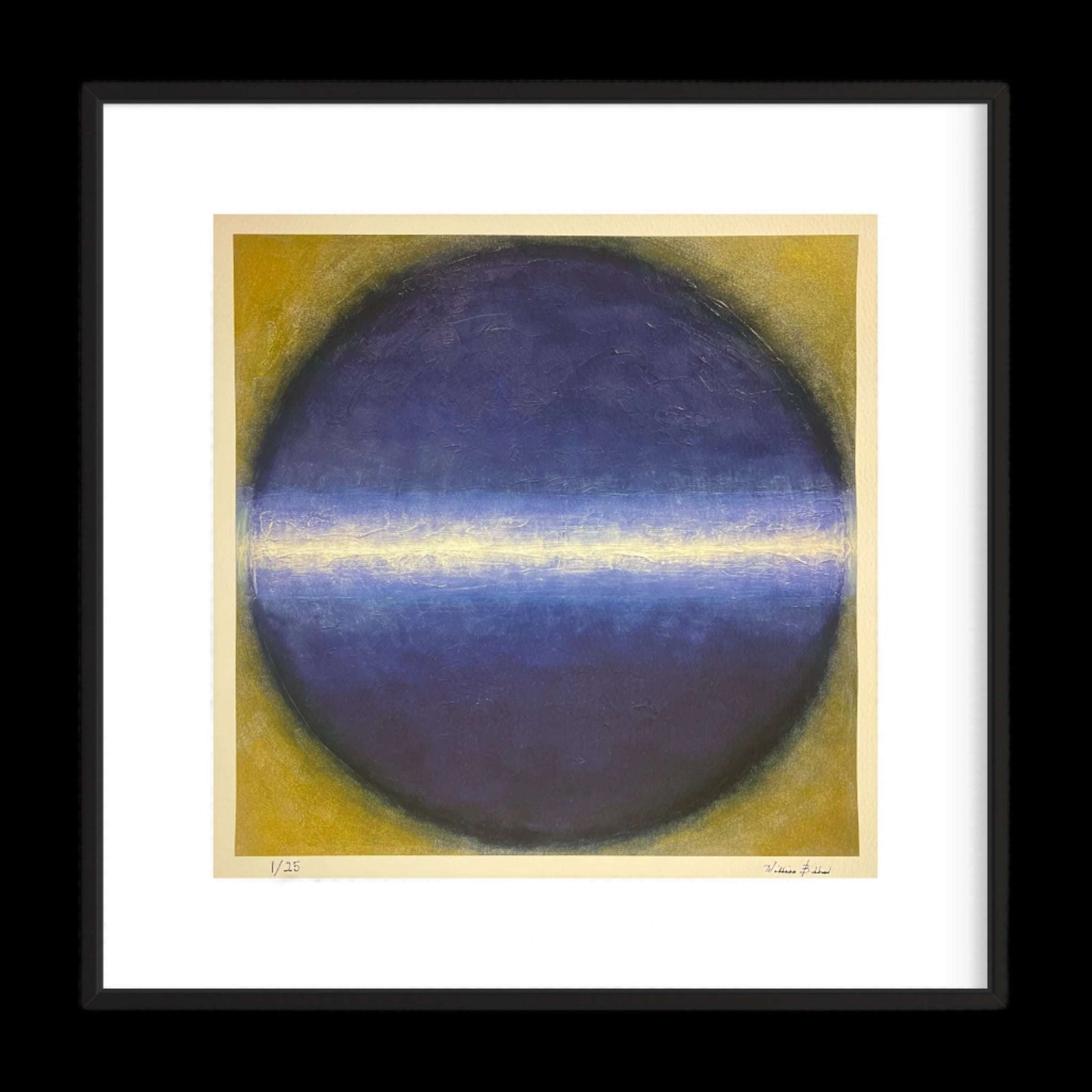 The Serenity Print is a abstract blue orb painting print by William Ballard Art